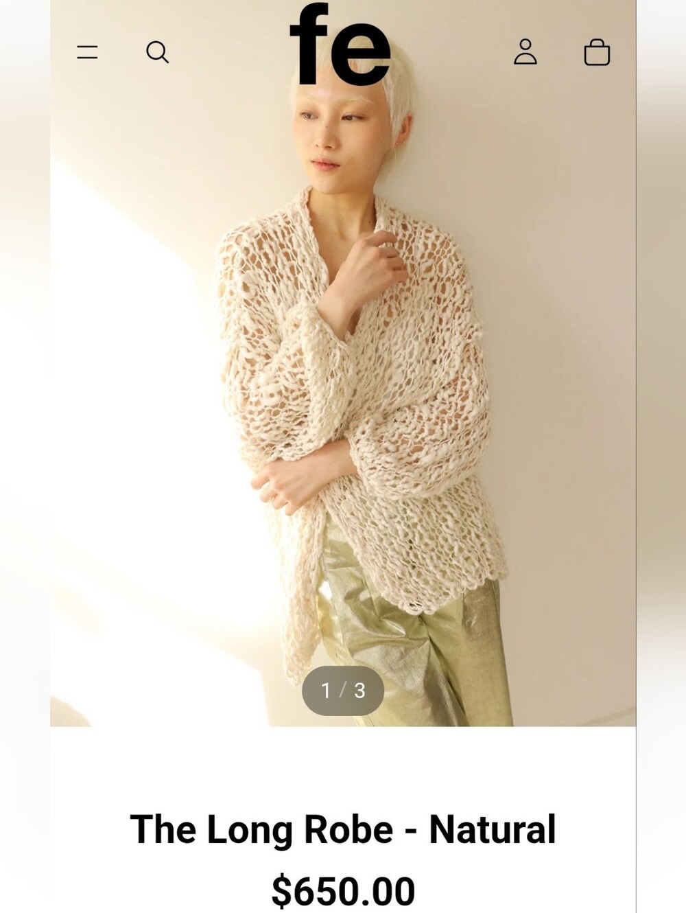 fe knits brooklyn The Long Knit Sweater - Natural Hand Made Organic Cotton